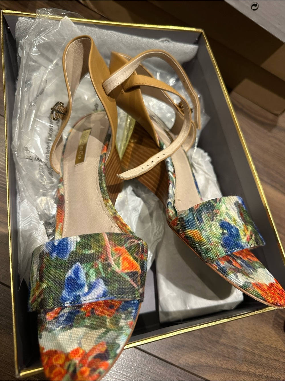 Louise et Cie Tropical Multi-Color Sandals with Tan Accents